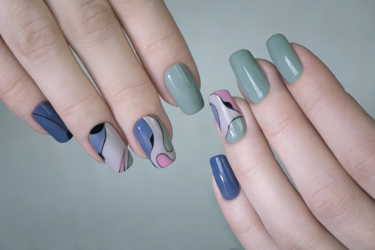 female hands with nail art